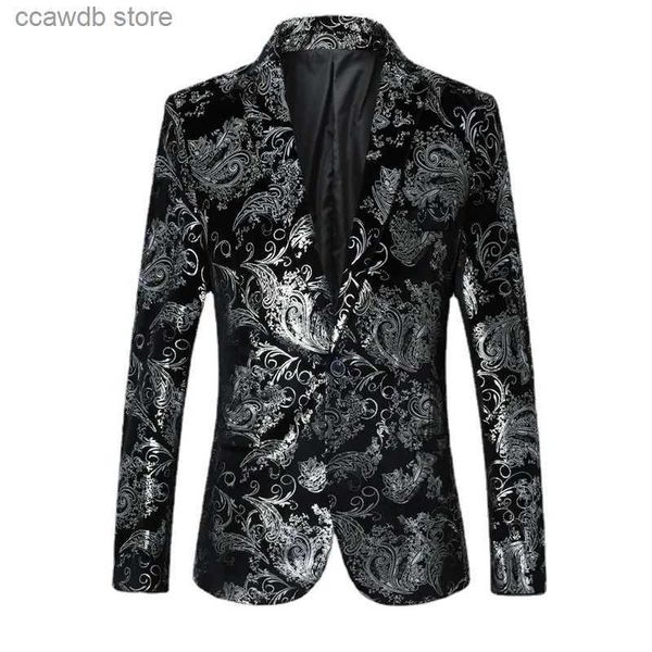 Ternos Masculinos Blazers Nova Marca Roupas Gold Susiness Blazer Tendência Masculino Slim Terno Jaqueta Boate Hospedado Vestido de Festa Masculino Terno de Lazer Tamanho S-5XL T240110