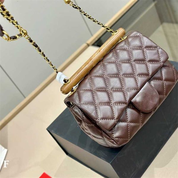 Sotto le ascelle trapuntato classico 7a patta per borsa 23a plaid lusso donna designer hardware in metallo borsa marsupio manico in legno catena portatile dimensioni 21 cm