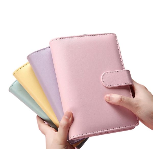 A6 PU Deri Defter Not Defteri Kapak Doldurulabilir 6 Yüzük Bağlayıcı Gevşek Yaprak Kişisel Organizatör Mavi Sarı Mor Pembe XBJK21056067980