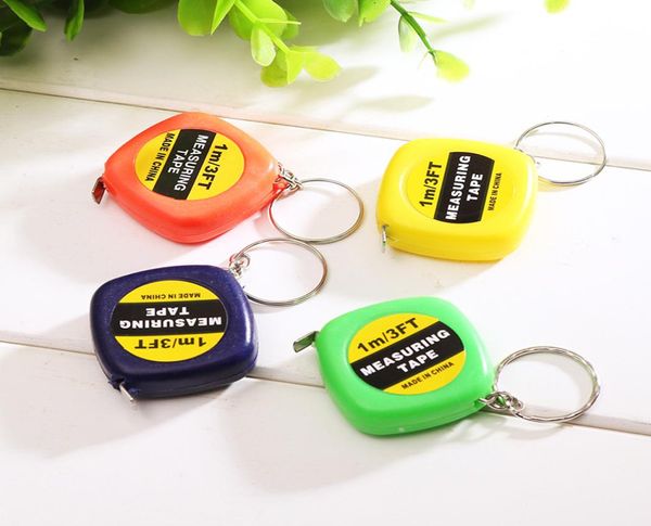 Mini 1m Teyp Üçlü Keychain Küçük Çelik Cetvel Taşınabilir Çekme Yöneticileri Geri Çekilebilir Bant Ölçümleri Esnek Ölçüm Araçları VT032217571