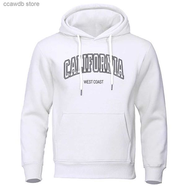 Moletom Com Capuz Masculino Moletons EUA Califórnia Costa Oeste Carta Impressão Masculino Moletom Com Capuz Solto Oversized Com Capuz Moda Respirável Moletons Hip Hop Street Coats T240110