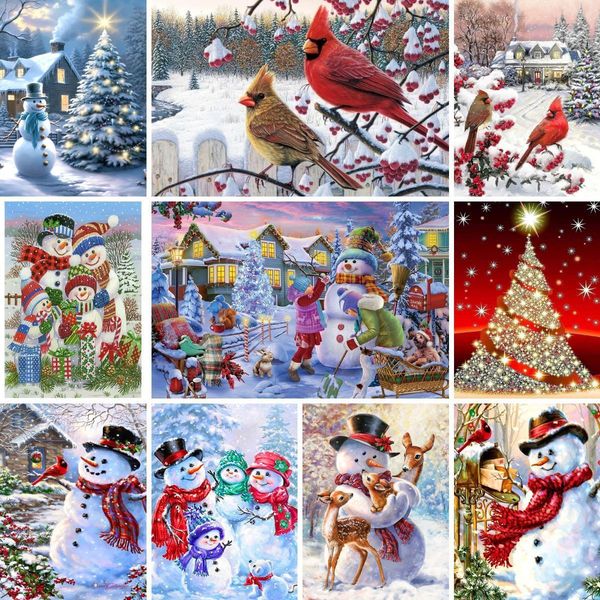 Decorações de Natal 5D DIY AB Velvet Canvas Diamante Pintura Natal Boneco de Neve Santa Diamond Art Cross Stitch Mosaic Pictures Handcrafts Home Decors 231024