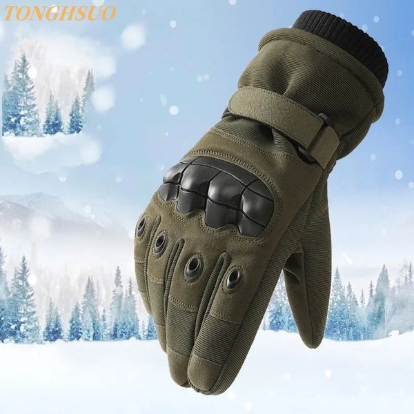 Taktische Handschuhe Ski Männer Winter Samt Verdickt Warm Touch Screen Anti-Slip Voll Finger Motorrad Outdoor Snowboard Zubehör 240109