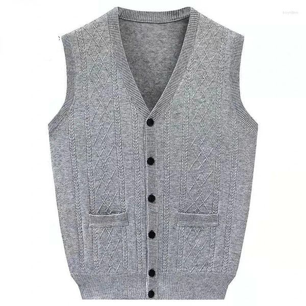 Gilet da uomo Autunno Marchio di moda Maglia maglione Gilet Cardigan Uomo Coreano Abbigliamento casual in lana fresca di alta qualità