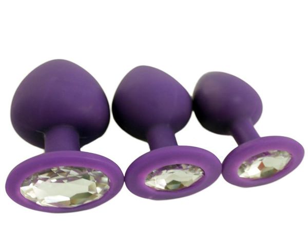 3PCSlot Große Mittel Kleine Silikon Anal Plug Unisex Überzogene Jeweled Sex Stopper Butt Plug Erwachsene Spielzeug für Männer Frauen anal Trainer9445780