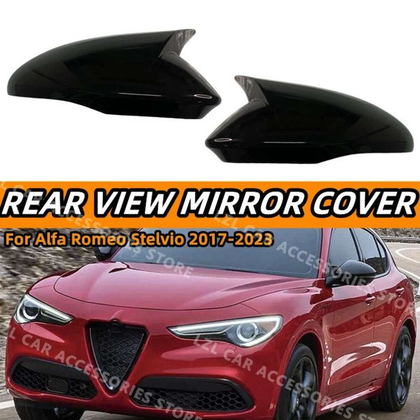 Nova tampa do espelho lateral da asa do chifre para alfa romeo stelvio 2017-2022 espelho retrovisor capa escudo caso guarnição adicionar em acessórios do carro