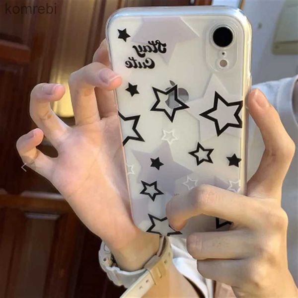 Handyhüllen Korean Cute Y2k Star Transparente Handyhülle für iPhone 15 14 13 12 11 Pro Max X XR 7 8Plus SE Schöne stoßfeste Softcover FundaL240110