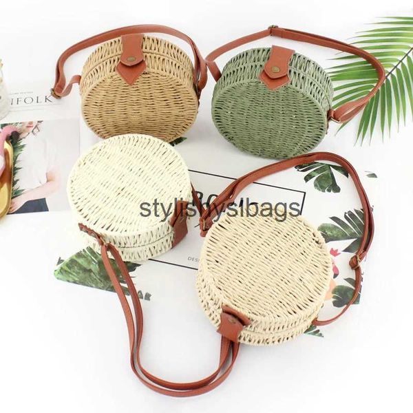 Bolsas de ombro femininas verão rattan saco 2019 redondo artesanal tecido praia cruz corpo saco círculo bohemia bolsa bali caixa dropshippingstylishyslbags