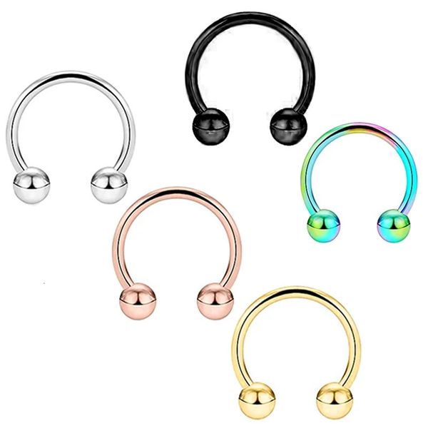 Atacado 16G Aço Ferradura Nariz Septo Anéis Piercing Jóias Bolas Cartilagem Helix Tragus Brinco Argola Sobrancelha Lábio 240109