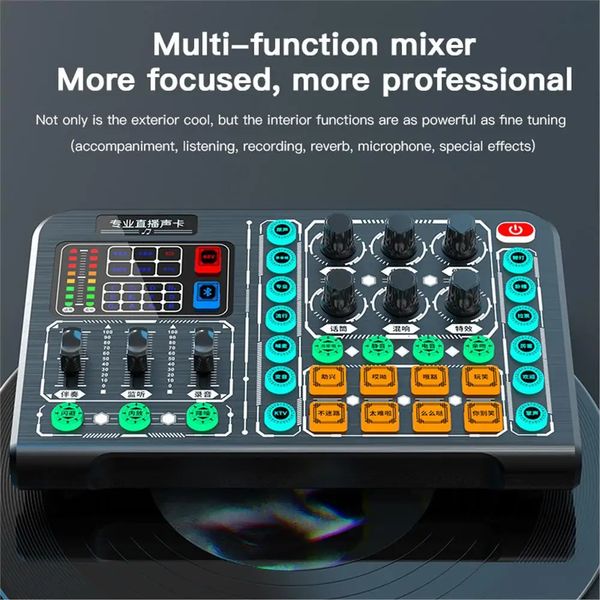 M6 Ses Kart Stüdyosu Kayıt Kablosuz BluetoothCompatable Harici DJ Mikser Elektro Gitar Kayıt 240110 için Gürültü Azaltma