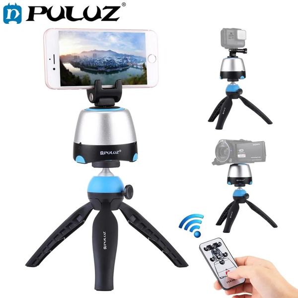 Tripés Puluz Eletrônico Rotação de 360 graus Cabeça Panorâmica com Controle Remoto Tripé Mount Phone Braçadeira para Smartphones, GoPro, DSLR