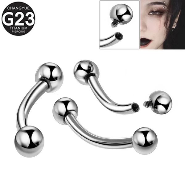 10pcsLot G23 Internamente Piercings de Sobrancelha Banana Bola Dupla Curva Cartilagem Tragus Brinco Joias 16G 14G 240109