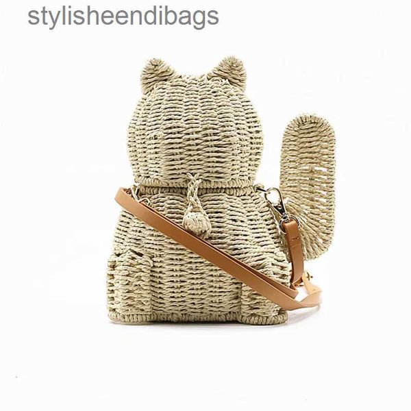Sagni di spalle Nuove donne Rattan Lucky Fashion Cat Crossbody Bags a mano Girl Basket Basket ShippingStylisheendibags