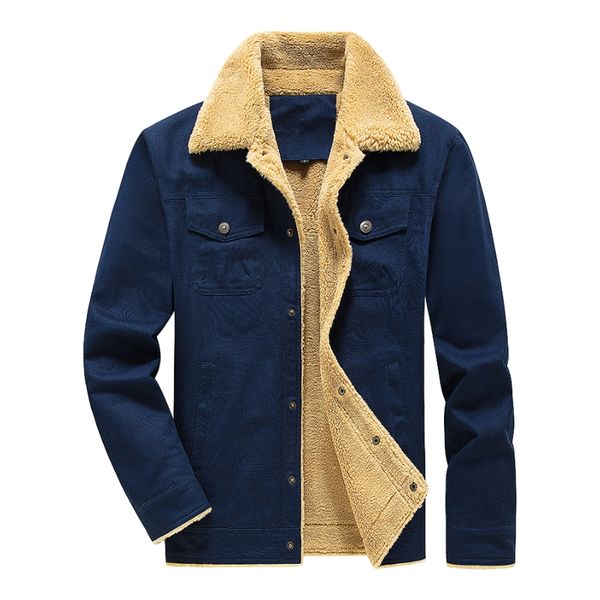Осенне-зимняя мужская куртка среднего возраста с несколькими сумками и плюшевой рабочей одеждой из хлопчатобумажной ткани, повседневная теплая куртка большого размера