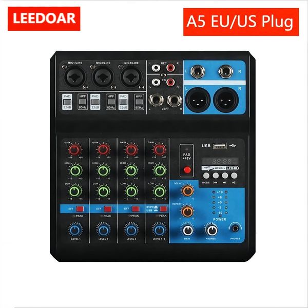 5-Kanal-Soundmixer, Tisch-Audio, professionelle tragbare digitale Konsole, Computer, Aufnahme, DJ-Controller, Prozessor, USB, Bluetooth, 240110