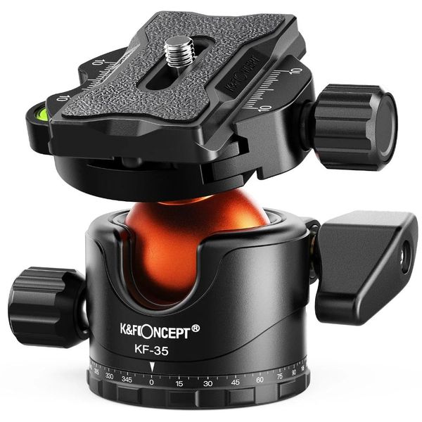 Monopiedi Kf Concept Testa a sfera per treppiede professionale Rotazione a 360° Adattatori per viti panoramiche da 1/4