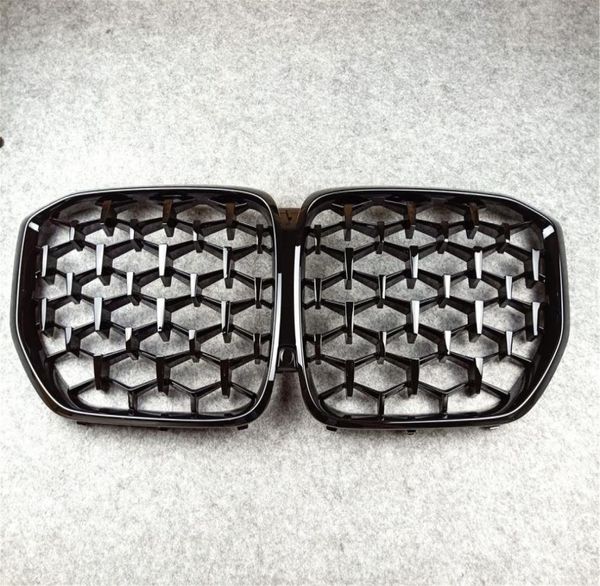 Um par estilo diamante frente corrida grill rim grilles grille acessórios do carro para bmw x5 g05 malha grilles6970105