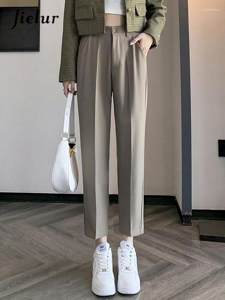 Pantaloni da donna kaki autunno slim femminile harem tinta unita vita alta chic semplice basic office lady nero albicocca