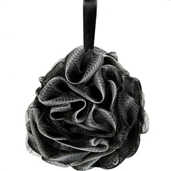 Spugna da bagno al carbone Pouf in rete Nero Bianco Morbido Scrubber Spugne da doccia per uomini e donne Accessori da bagno BJ