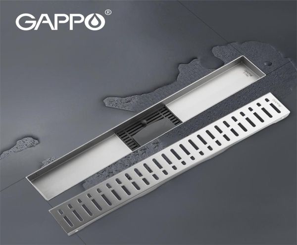 GAPPO Antiodor Drains Recgangle Линейный слив для мусора Ванная комната Сливная крышка для пола Пробка Для ванной комнаты Слив для душа Уловитель волос T200713429040