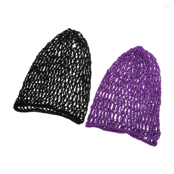 Berretti 2 pezzi Retina per capelli Maglia Copri donna Elastico per dormire Uso domestico Cappello per la cura all'uncinetto in poliestere