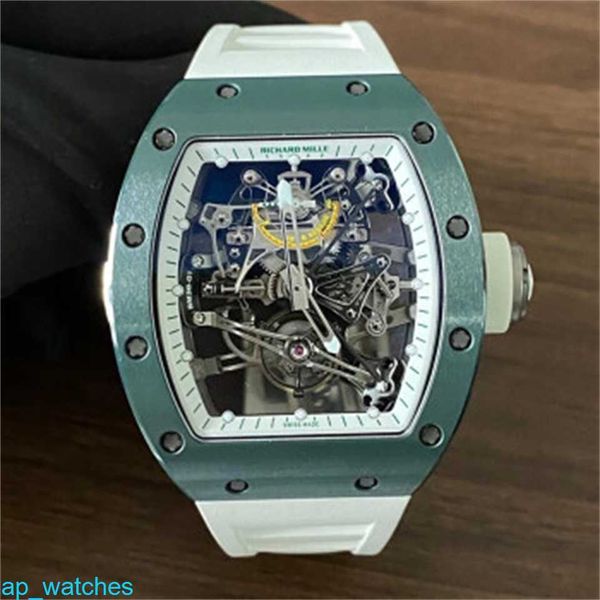 RichardMill RM38-01 Мужские часы с турбийоном 42,7*49,94 мм Механические часы с ручным управлением Редкие темно-зеленые керамические FUN 0D