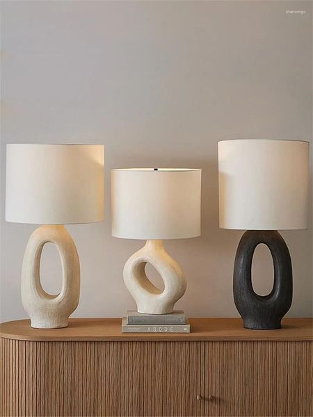 Lâmpadas de mesa nórdico moderno resina círculo vintage americano sala estar cabeceira luxo casa desktop decorativo luzes luminárias
