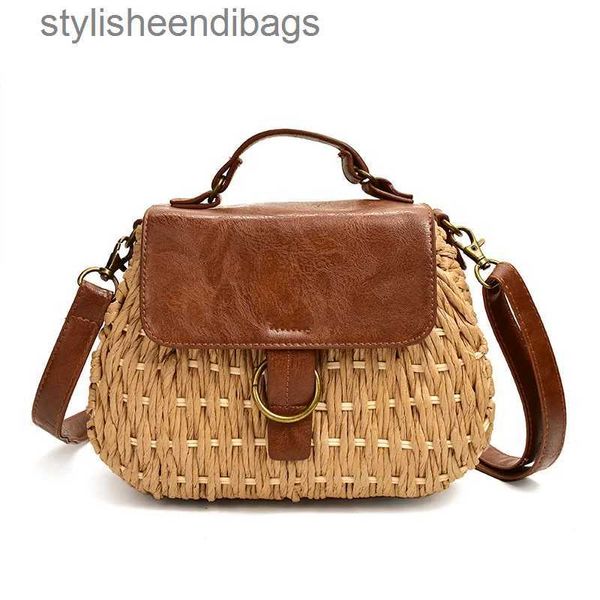 Bolsas de ombro Vintage str bag Pig Crossbody bolsa de praia casual tecelagem rattan bolsas estilosas