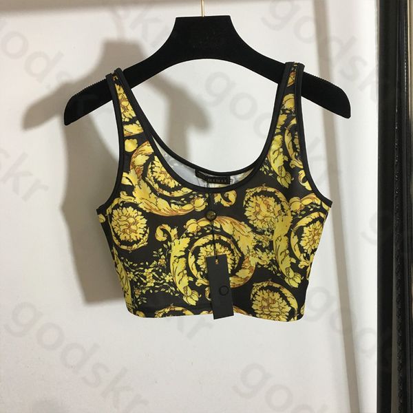 Gilet sportivo con stampa vintage Abbigliamento firmato da donna Canotta Donna Crop top sexy Moda estiva Reggiseno sportivo Top da yoga