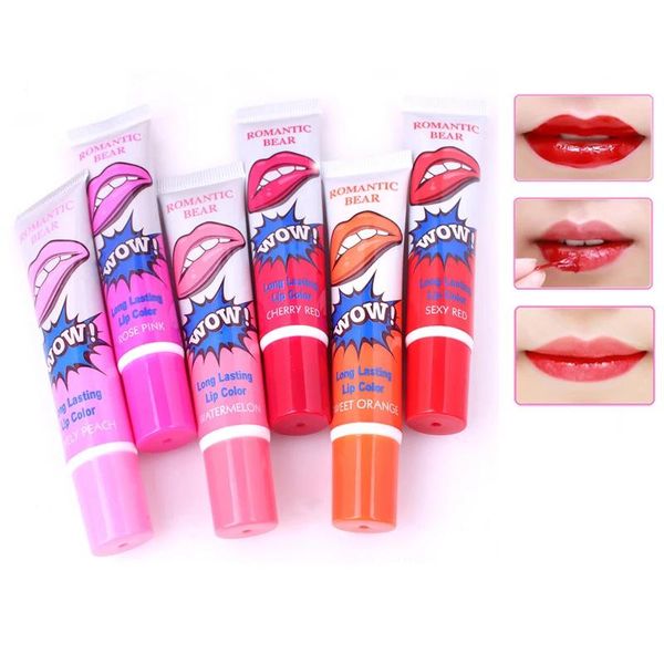 Sets 6 teile/los Romantische Bär Make-Up Kosmetik Langlebig Lip Gloss Peel Off Flüssigen Lippenstift Matte Wasserdichte Labiales Lip Tint