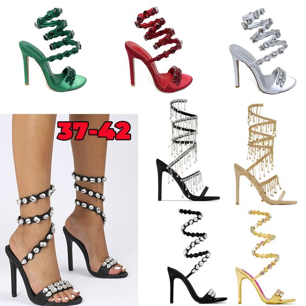 Abendschuhe, Designer-Absätze, Kristallverzierte Sandalen, Feste, Partys, Leder, Stiletto-Absätze, Abendschuhe, Damenabsätze, Luxus-Designer-Knöchelschuhe, Fußbekleidung