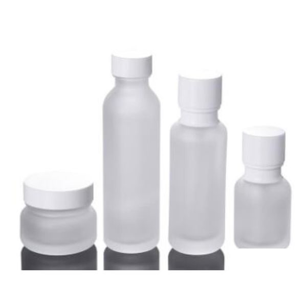 Verpackungsflaschen Verpackungsflaschen Milchglasglas Lotion Creme Runde Kosmetikdosen Handgesichtspumpflasche mit Holzmaserungskappe Sn4022 Dh9Ba