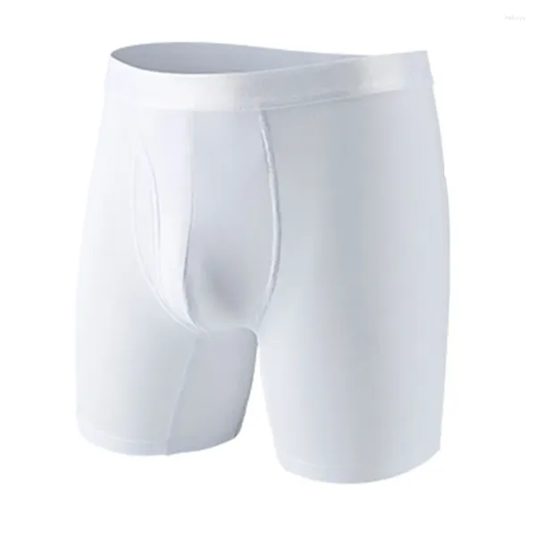 Cuecas masculinas esportes longos quatro cantos calcinha sexy bulge bolsa boxer briefs sem costura respirável suor shorts roupa interior de secagem rápida
