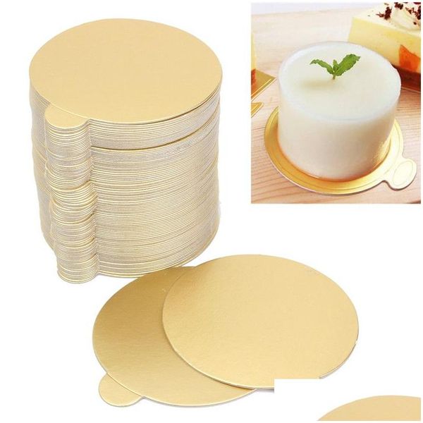 Kek Araçları Altın Mousse Karton Base Kağıt Tepsi Tutucu Rectangar Pişirme Kurulu 100 PCS/Lot Damla Teslimat Ev Bahçesi Mutfak D DHP8T