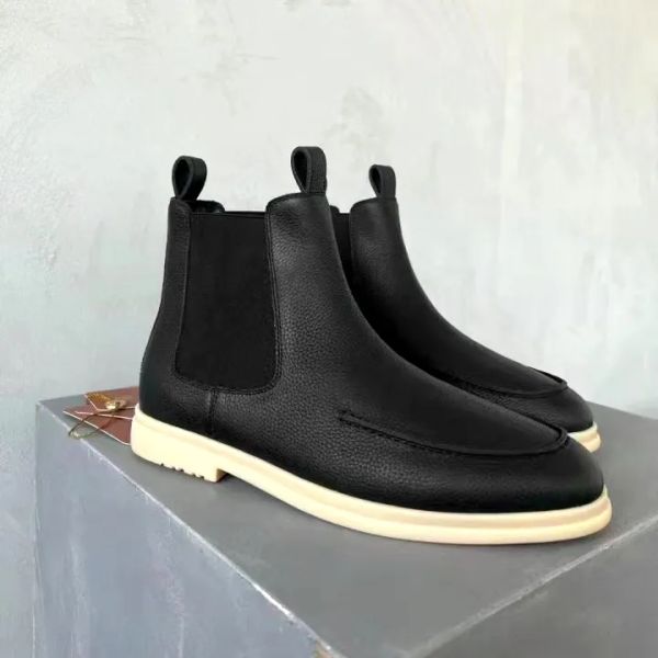 2024 Nuovo vestito Mocassino Loro Scarpe da escursione Caviglia invernale Uomo piatto Vintage Martin Stivali Designer Piana Pelliccia Scarpe casual Uomo Mocassino da esterno Sneaker Regalo con scatola