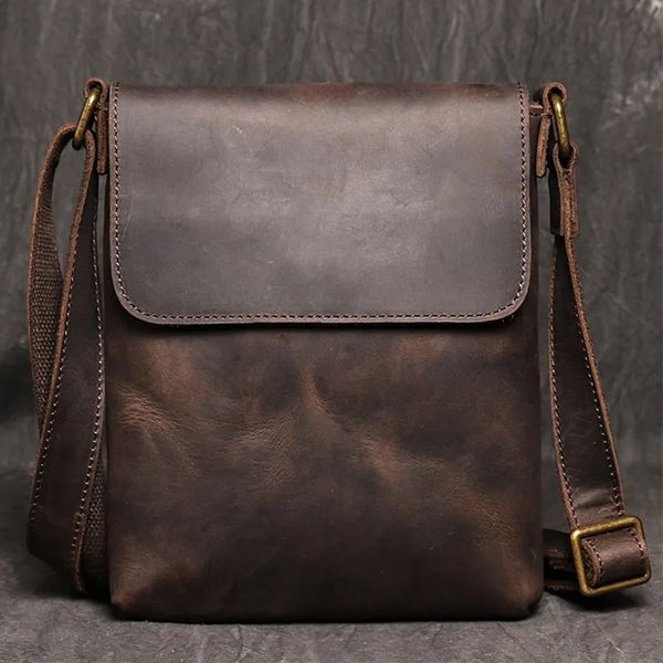 Bolsa mensageiro de alta qualidade para homens couro genuíno crossbody masculino fácil viagem ombro para tablet bolsa masculina 240110