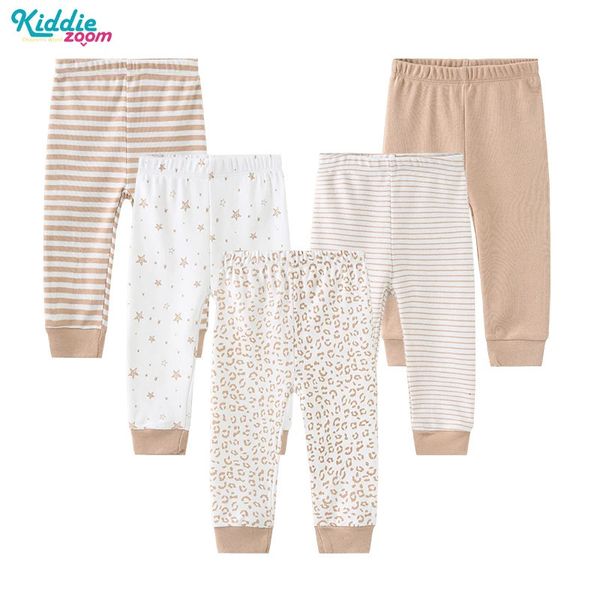 3/4/5 pezzi pantaloni nati unisex leggings per bambini 100% cotone pantaloni lunghi per neonati 0-12 mesi pantaloni in vita per ragazza ragazzo fondo per vestiti 240109