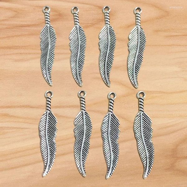 Charms 20 Stück tibetische Silber 2-seitige Federblatt-Anhänger für DIY Halskette Ohrringe Schmuckherstellung Zubehör