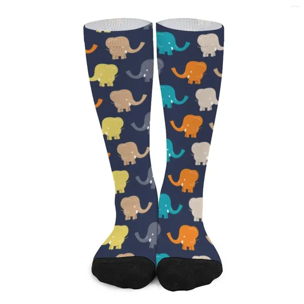 Calzini da donna Calze da elefante dei cartoni animati Stampa animale colorata femminile Caldo morbido Divertente Regalo grafico antiscivolo per esterni