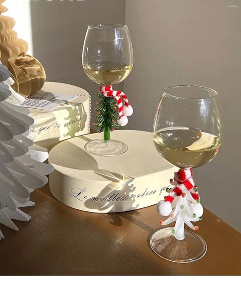 Şarap Gözlükleri Noel Ağacı Mulled Cam Fincan Goblet Şampanya Yüksek Borosilikat Kokteyl Mevcut