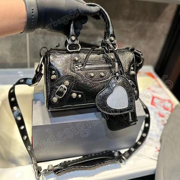 Klasik neo cagole mini şehir motosiklet çantası lüks tasarımcı siyah kadın metalize çanta kılıfları moda aynası vintage cüzdan gümüş çanta