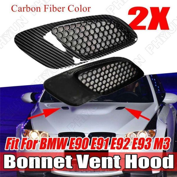 Neue 2PCS Carbon Look Motor Vorderen Haube Haube Vent Lufteinlass Abdeckung Fit für BMW E90 E91 E92 E93 m3 Typ 2007-2011 2012 2013