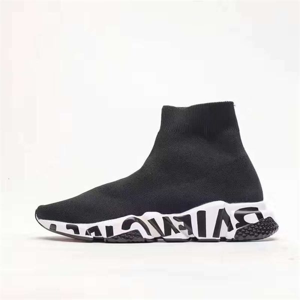 Designer-Sockenschuh, Freizeitschuhe, Plateau, Herren, Damen, Fly, glänzende Stricksocken, Speed 1.0 Runner Triple Black White, Sneaker-Master-Prägung