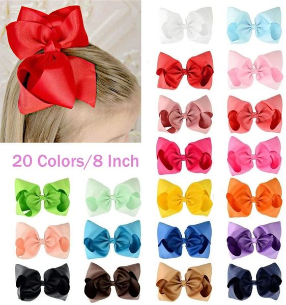 20 Stück 8 Haarschleifen Clips Boutique Grosgrainband Große große Schleife Windrad Stirnbänder für Babys Mädchen Teenager Kleinkinder Kinder 240109