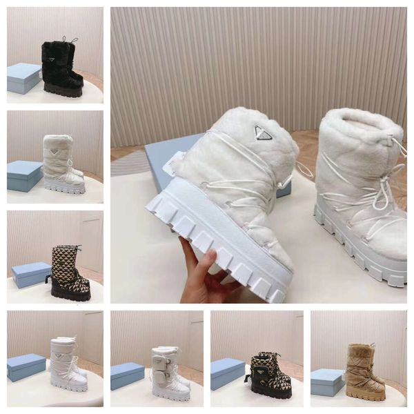 Moon Boots With Box Женские Moonboots P Snow Boot Moonboot Нейлон Martin Plaque Sailormoon Лодыжки Лыжные Круглые Дизайнерские Туфли На Шнуровке 27 Мода Новый Стиль