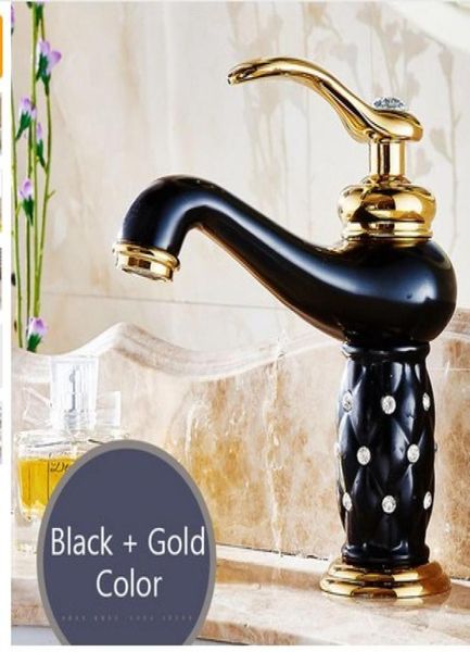 Badezimmer-Waschbecken-Gold-Wasserhahn aus Messing mit Diamant-Kristall-Wasserhahn, neuer luxuriöser Einhebelmischer und Kaltwasserhahn 5100661