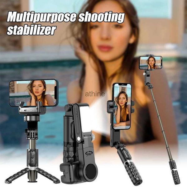 Selfie Monopods Telefone Móvel Panorâmico Seguindo Estabilizador Anti-vibração Mesa Selfie Stick Portátil PTZ Live Video Fill Light Tripé Stand YQ240110