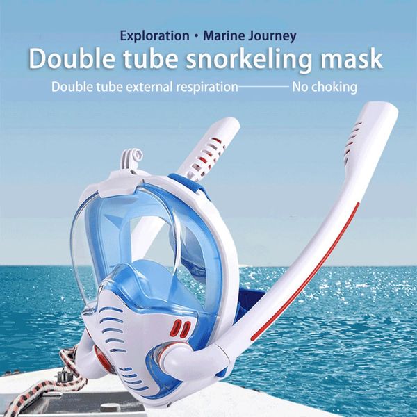 Óculos de proteção profissional máscara de mergulho tubo de respiração dupla máscara de mergulho adultos máscara de natação óculos de mergulho esportes aquáticos equipamento de natação