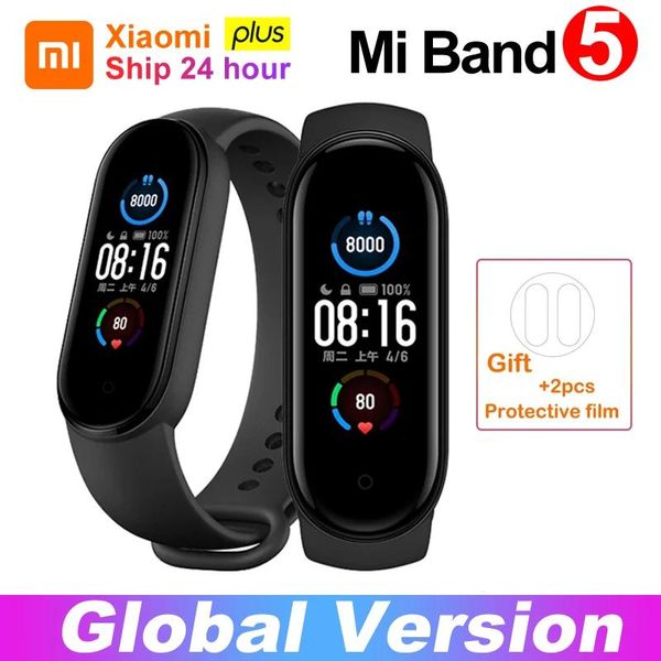 Cihazlar Global Xiaomi Mi Band 5 Akıllı Bilezik 1 1 Büyük AMOLED Ekran Kalp Hızı Fitness Traker Bluetooth 5.0 Spor Su geçirmez Bant 5