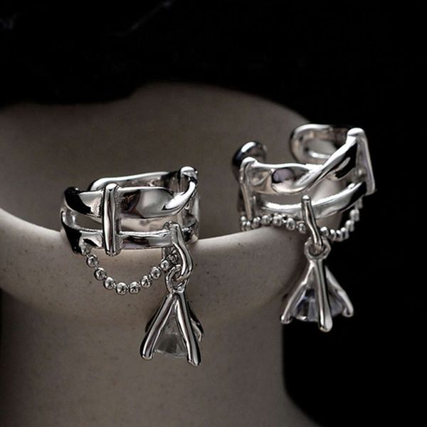 Icebela Fine Jewelry Orecchini in argento sterling 925 con zirconi Catena senza polsini per orecchie con diamanti penetranti